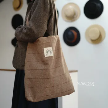 

Autumn and winter British retro canvas bag Little paris Original plaid style shoulder bag universal women bag daily shopping bag