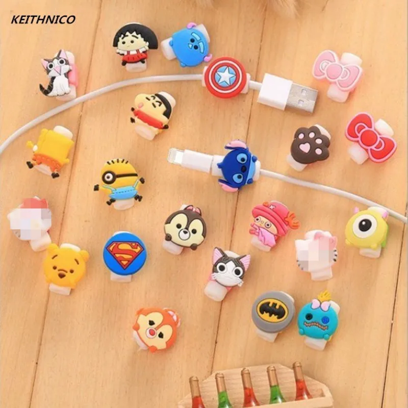 100 sztuk Cartoon kabel Saver Protector USB ładowania linii danych rękawy ochronne kabel Winder dla iPhone 5s 6s Ipad mini