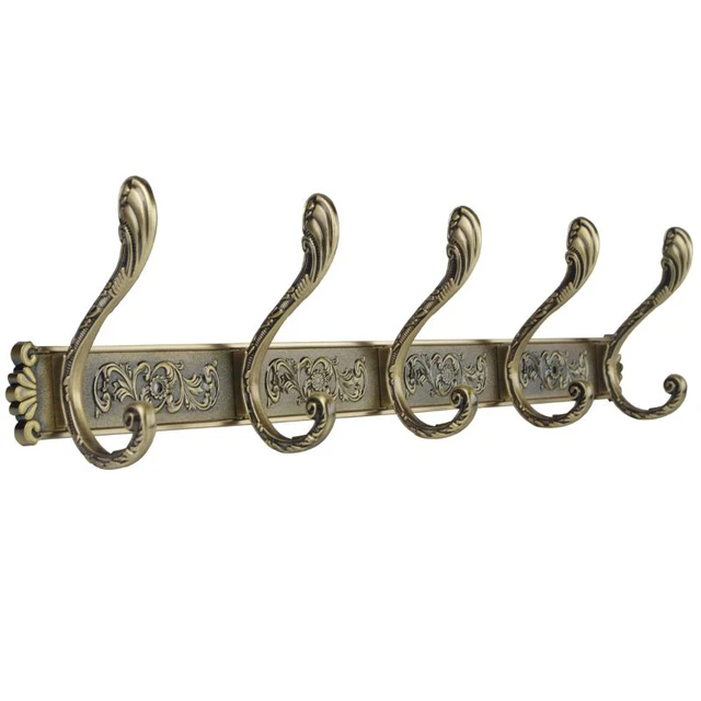 Metal Fish Hook Double Wall Hook - Antique Brass Finish - Towel Hanger,  Coat
