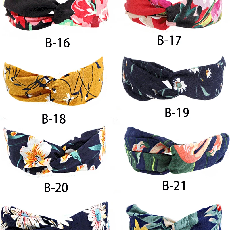 Fashion Women Girls Bohemian Hair Bands Print Leopard  Headbands Vintage Cross Turban Bandage Bandanas Hairband Hair Accessories