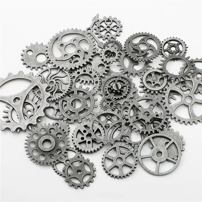 Золотой New DIY Craft Supplies Vintage Mixed Steampunk Punk Style Gear Cogs Pendants Necklace Accessories Home Decor wholesale - Цвет: Золотой