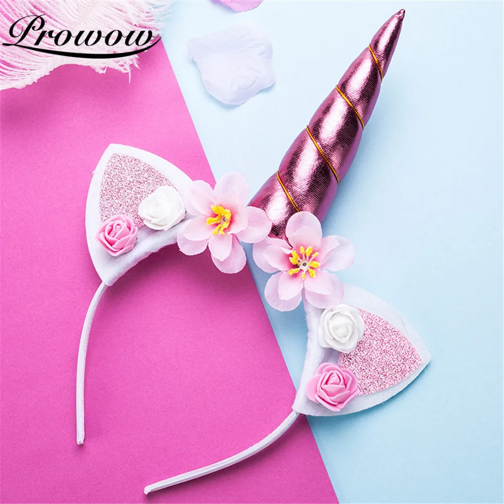 Prowow-Tiaras de unicornio de fantasía para diadema para chicas, diadema de cumpleaños para niñas, diadema de plástico de princesa, accesorios para niños