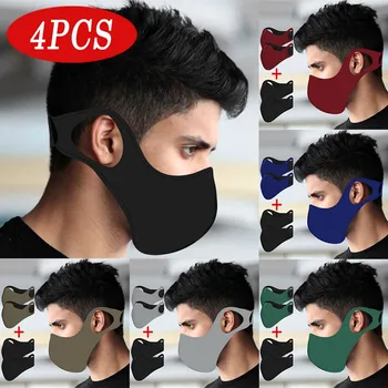 

4PC Adults Solid Breathable Cycling Mask Adjustable Reuse Dustproof Face Mask Outdoor Windproof Protective Mask masque Unisex