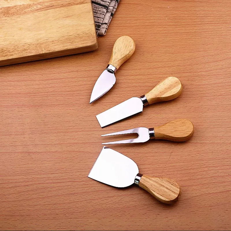 4pcs/set wood Handle sets Bard Set Oak bamboo Cheese Cutter Knife slicer Kit Kitchen cheedse cutter Useful Cooking Tools