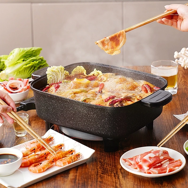 Home Mandarin Duck Multifunction Electric Hot Pot Divided Barbecue