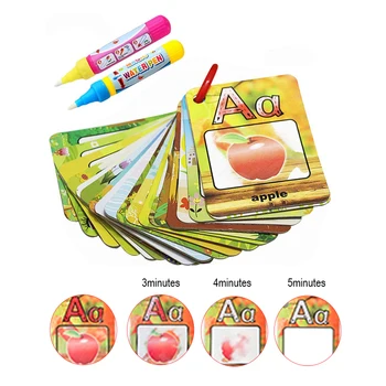 

Reusable 26 Water Drawing Learning Cards & 2 Magic Pen Recognize Painting Board Educational Toys for kid English Learning