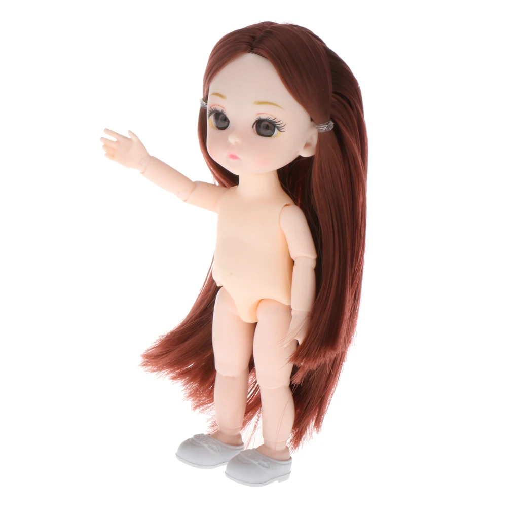 Lovely 13 Moveable Ball Joints 1/12 BJD Mini Girl Doll 3D Eyes DIY Supplies Birthday Gift  Pink Yellow Silver Hair Dolls Toy