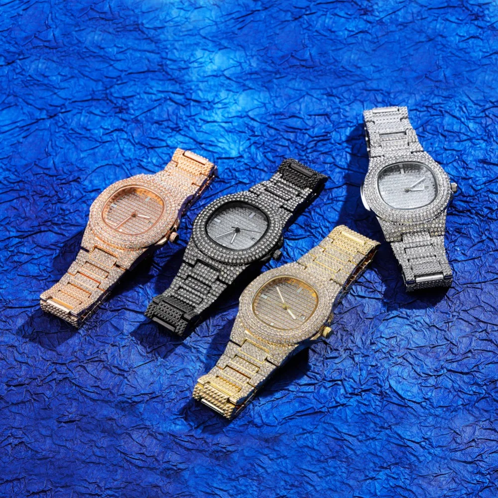Relógio de Quartzo Relógios com Micropave Relógio de Aço Topgrillz Marca Iced Diamante Ouro Hip Hop cz Inoxidável Relógio Out 1 quartzo ouro hip hop relógios com micropave