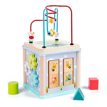 

Children Wooden Multifunctional Puzzles Rounding Bead Treasure Boxes Chests Toddler Early Educational Cognition Toy