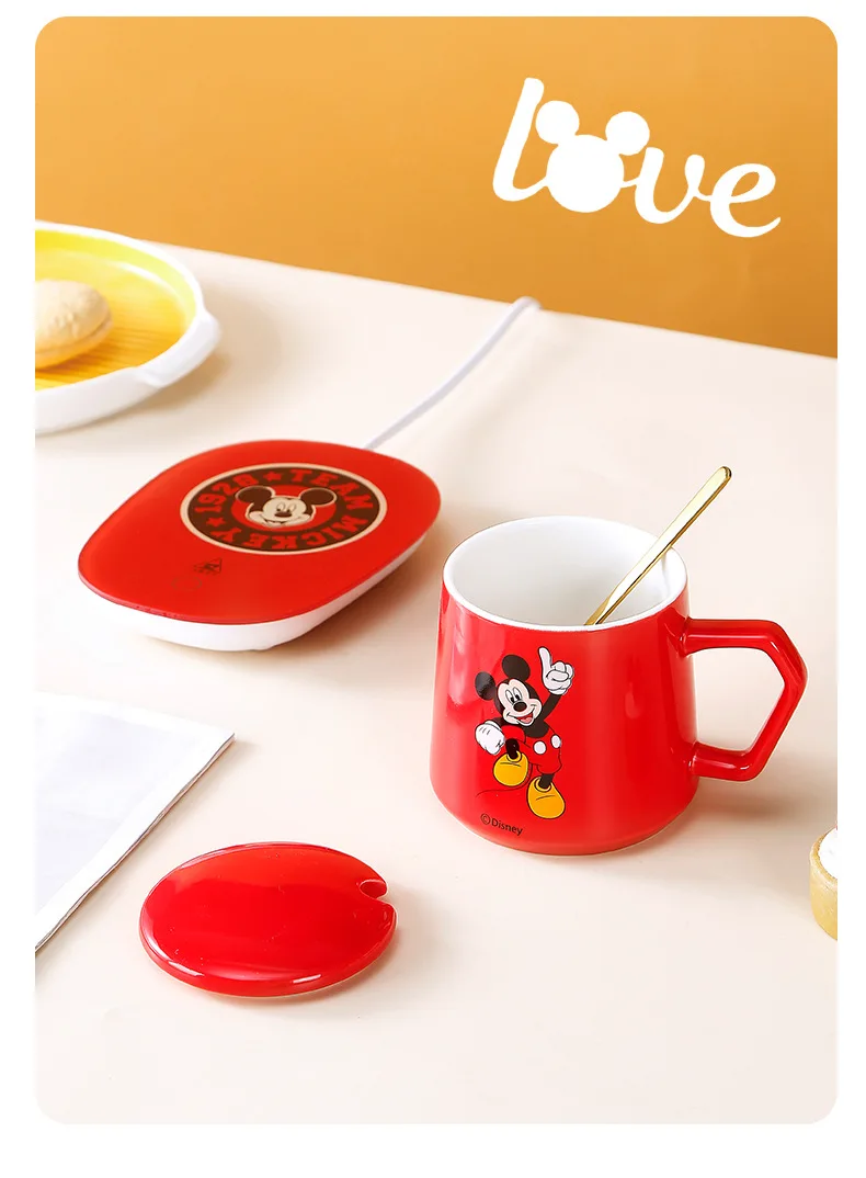 Disney Mickey Thermostatic Cups Minnie 55 Celsius Smart Insulation Degree  Glass Hot Milk Coffee Mug Office Home Tea Maker Warmer - AliExpress