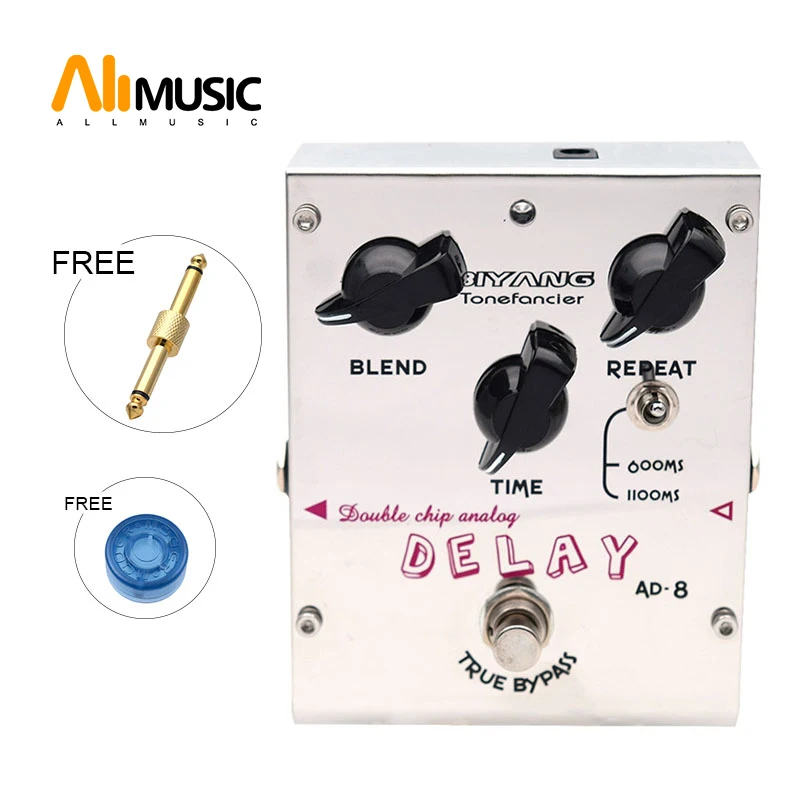 

Biyang ToneFancier Series Double Chip Analog Delay Effect Guitar Pedal AD-8 True Bypas with gold pedal Connector