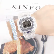 Спортивные часы для женщин, водонепроницаемые часы, прозрачный ремешок, модные цифровые наручные часы, Женский светодиодный Relogio Masculino