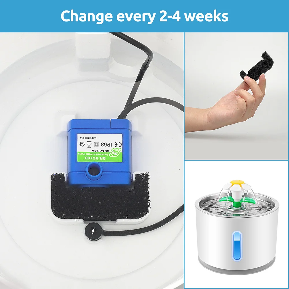 4PCS Cat Water Fountain Filter Carbon Replacement Filters for OYES Sponge Pet Water Dispenser Compatible DR-DC160 Square Pumps