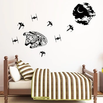 

Star Wars Wall Decal Star Wars Ship Art Vinyl Sticker Death Star Murals Jedi Master Decor For Kids Boy Bedroom Decoration SP71