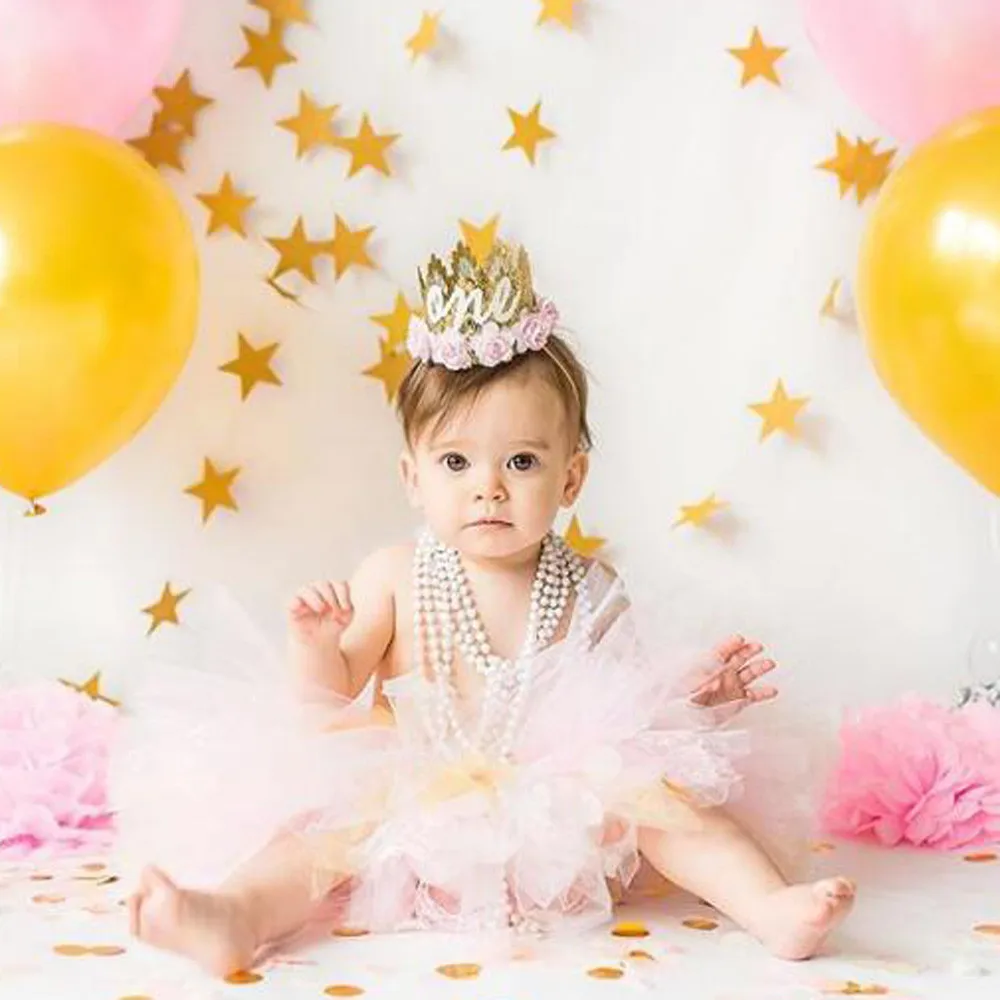 Newborn Crown Headband Princess Crown lace flower headband Baby Girls Hair Band Children Photo Props Hair Accessories