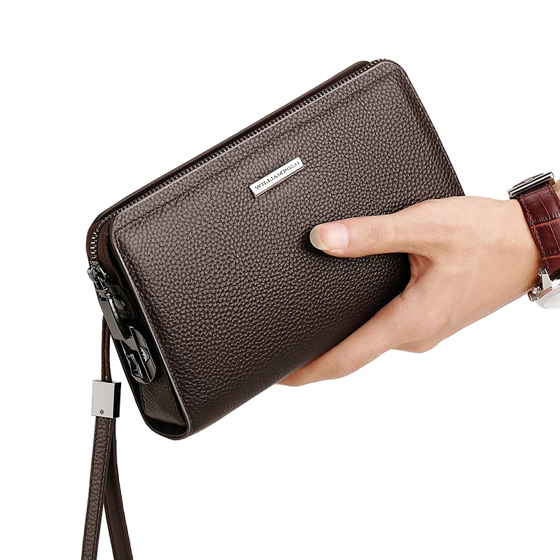 Men's long wallet password lock handbag men's leather large-capacity soft leather clutch business bag