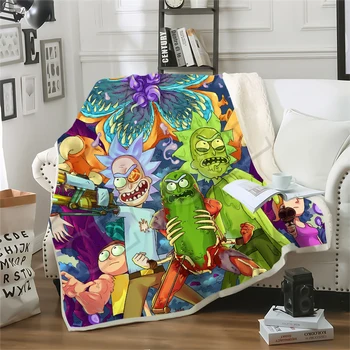 

2020 Blankets Anime Rick and Morty 3D Printed Blankets Sofa Travel Throw Blankets Boy Girl Bedding Plush Quilt Cute Style