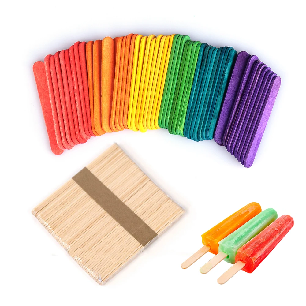 20/50PCS Wooden Ice Cream Popsicle Stick DIY HandCraft Wood Timber Cake Tool Lollypop Sticks DIY Ice Cream Sticks