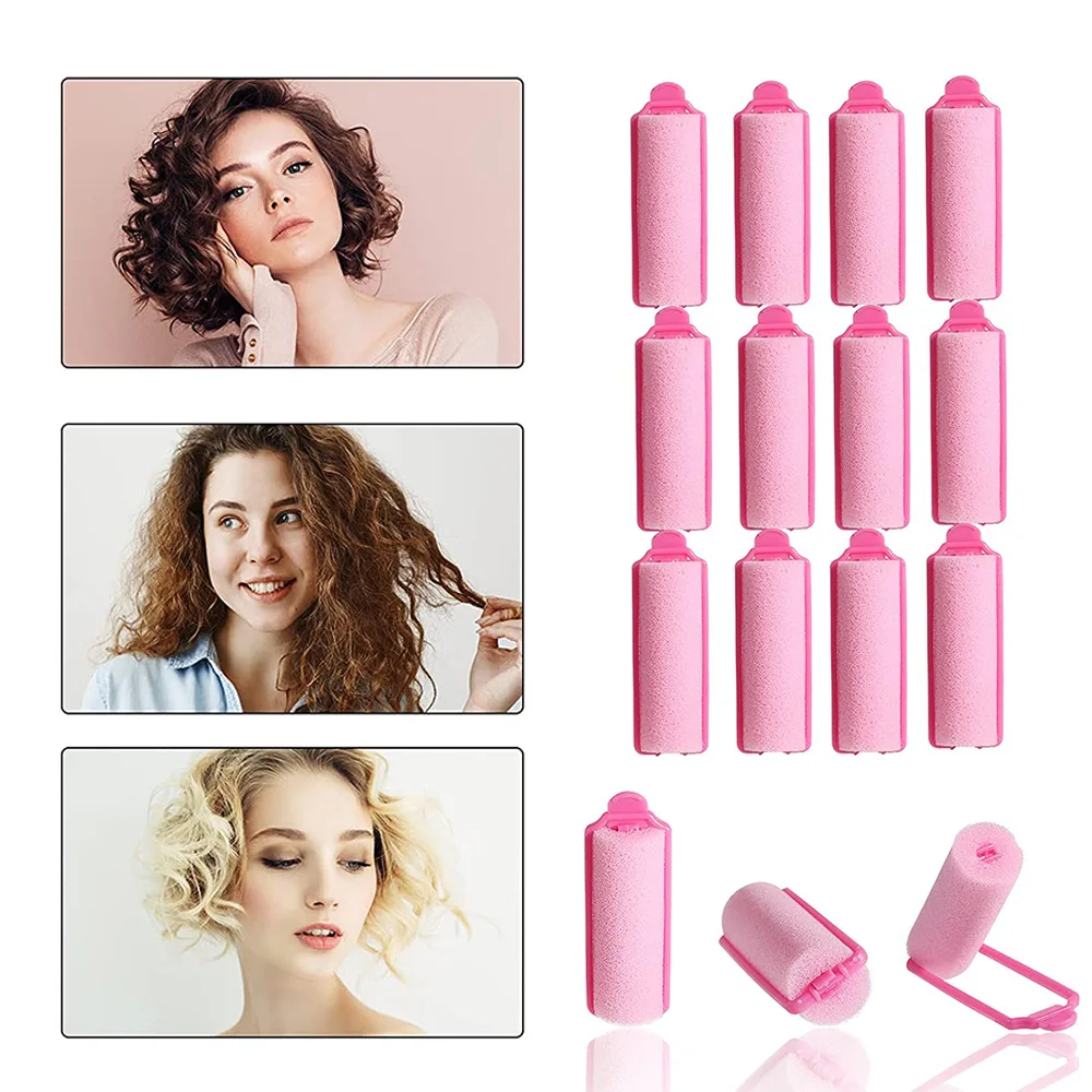 12pcs/set Soft Hair Curlers Foam Sponge Hair Rollers Without Heat Sleep