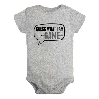 

Guess What I AM Game Street Printed Tops Funny Printed Newborn Baby Girl Boys Clothes Short Sleeve Romper Outfits 100% Cotton