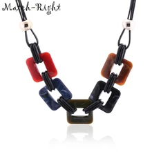 Матч-правой Мода Для женщин геометрический Цепочки и ожерелья и кулоны заявление Цепочки и ожерелья с акриловая подвеска для Для женщин ювелирные изделия SP233