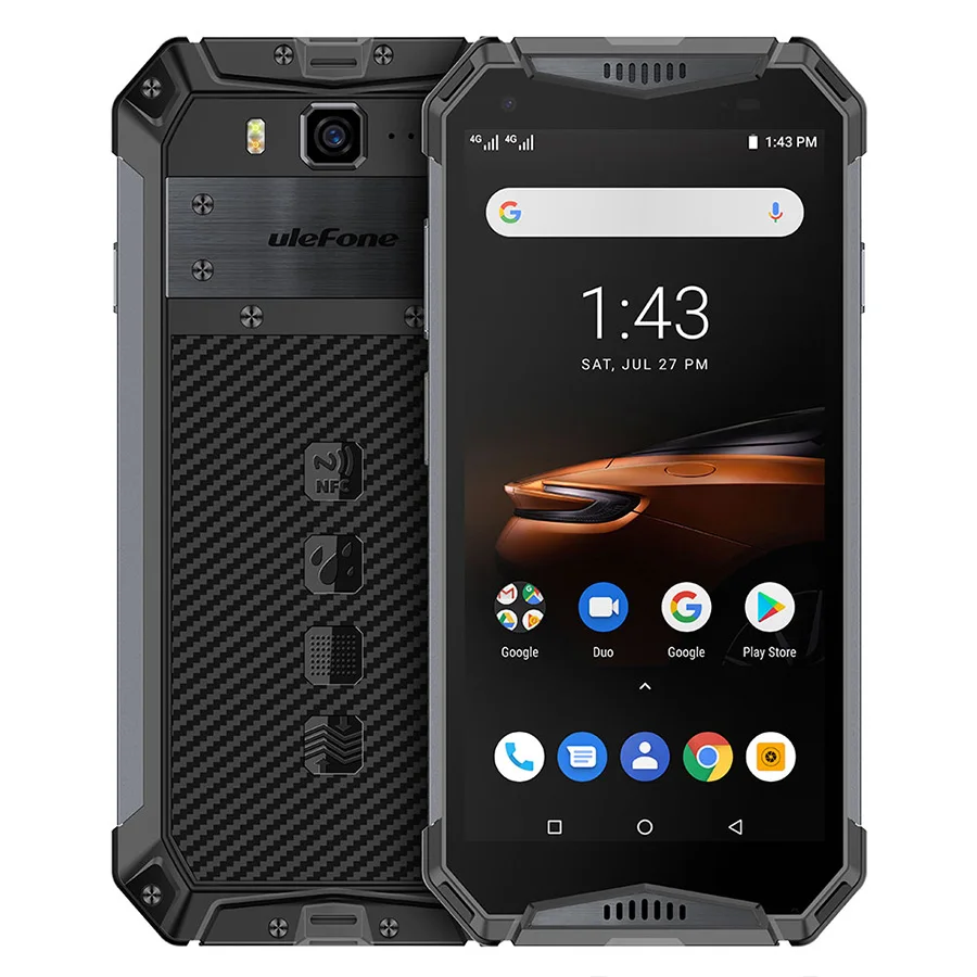 Ulefone Armor 3W 5," FHD+ Android 9,0 Helio P70 Octa Core 6 ГБ 64 Гб Смартфон 21 МП 10300 мАч 4G OTG NFC мобильный телефон - Цвет: Black