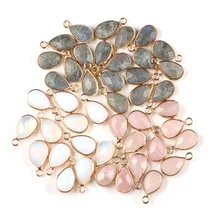 Подвески из розового кварца, 8 цветов, подвеска в форме капли воды, натуральный камень, сделай сам, для изготовления сережек, ювелирных изделий, размер 18*10*5 мм