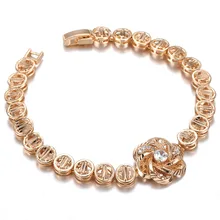 Трендовый браслет для женщин и девушек 585 розовое золото подвеска со стразами в виде цветка браслет ювелирные изделия 20 см свадебный подарок дружбы DCB37