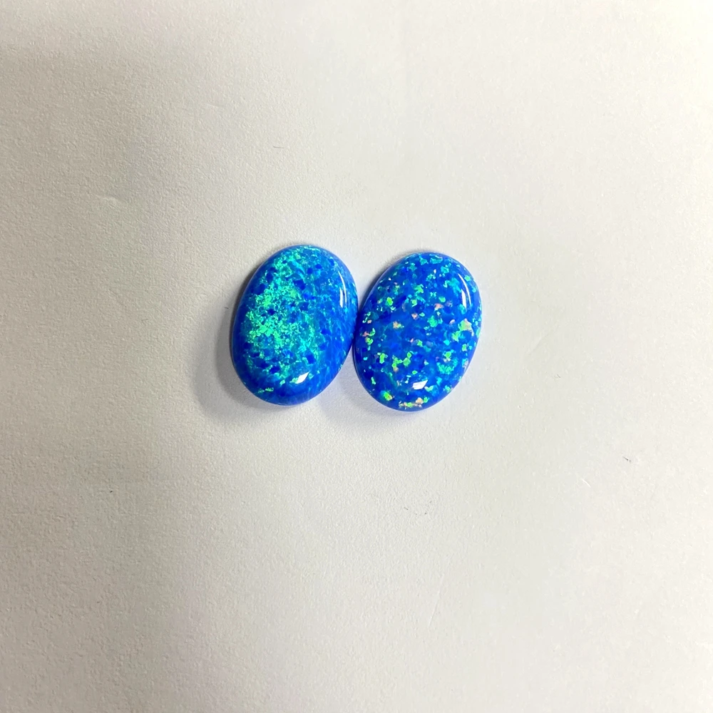 Lab Created Opal gemstone OP05 Oval 18x13mm Dark Blue fire Opal flatback cabochon beads stone for ring making