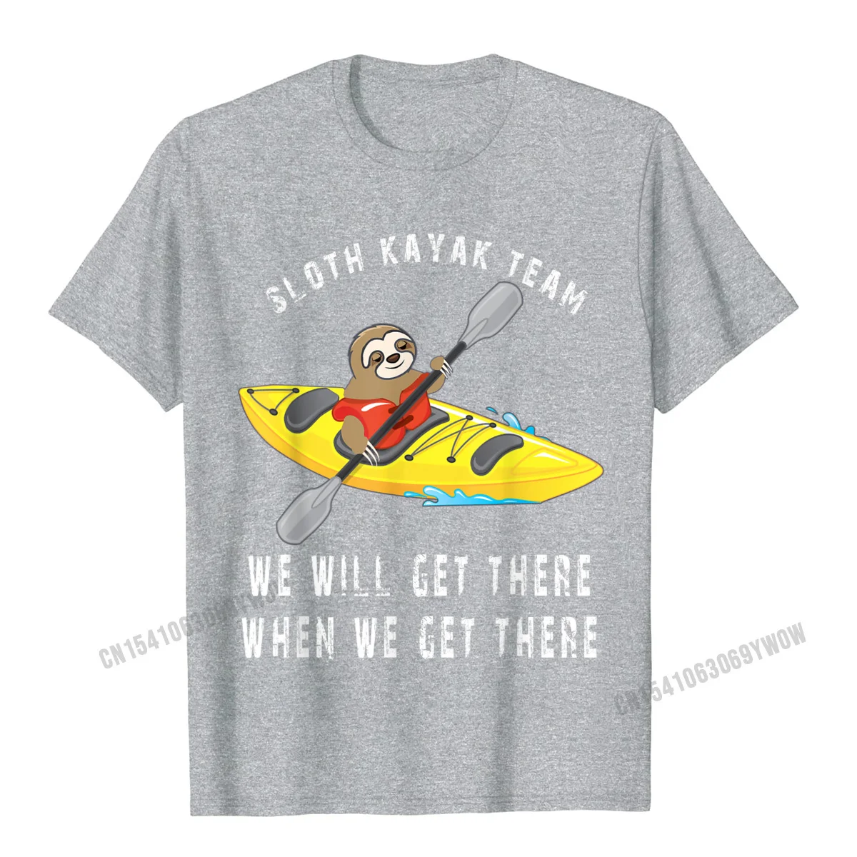 Classic 2021 Popular Leisure Tops T Shirt Round Collar Fall 100% Cotton Short Sleeve T-Shirt for Men Simple Style Tops Tees Sloth Paddling Kayak Team funny Sloth Team T-Shirt__546 grey