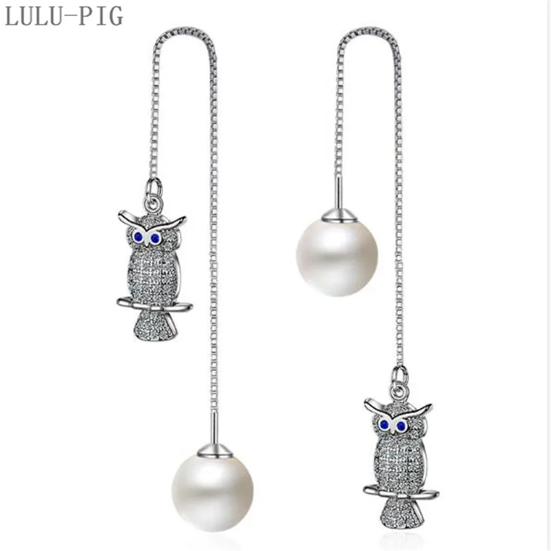 LULU-PIG 925 чистого серебра плавления темперамент небольшой набор Сова уха линии прекрасный серьги EH236