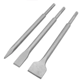 

3pcs Electric Hammer Drill Bit with Plasitc Case Steel Stone Concrete Wall Drilling Sharp Chisel Flat Chisel Durable Accessories