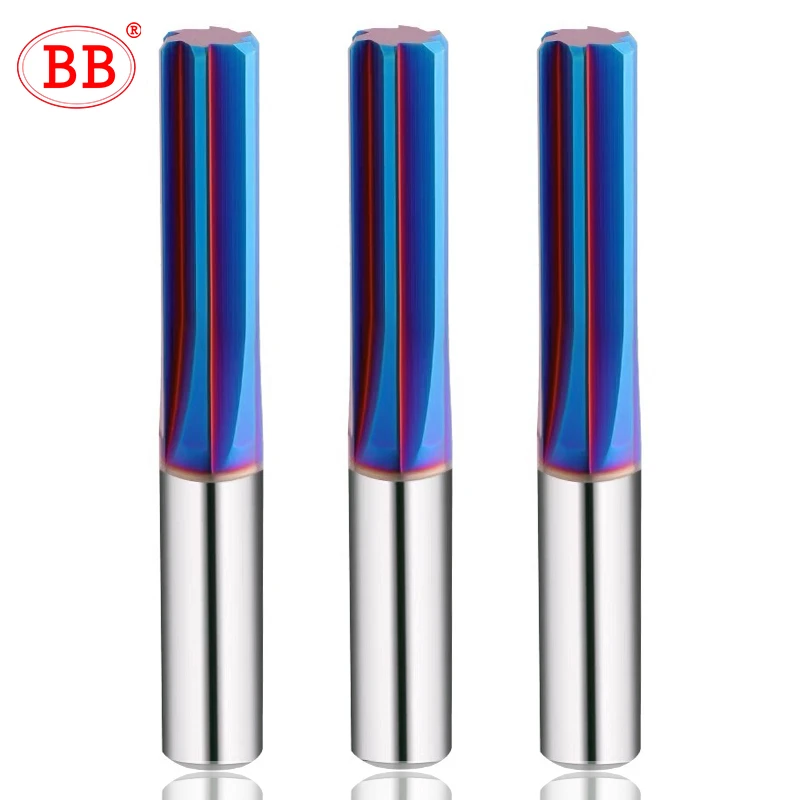 Bb Carbide Reamer Cnc Machine Hole Deburring Tool Blue Coating Hrc60