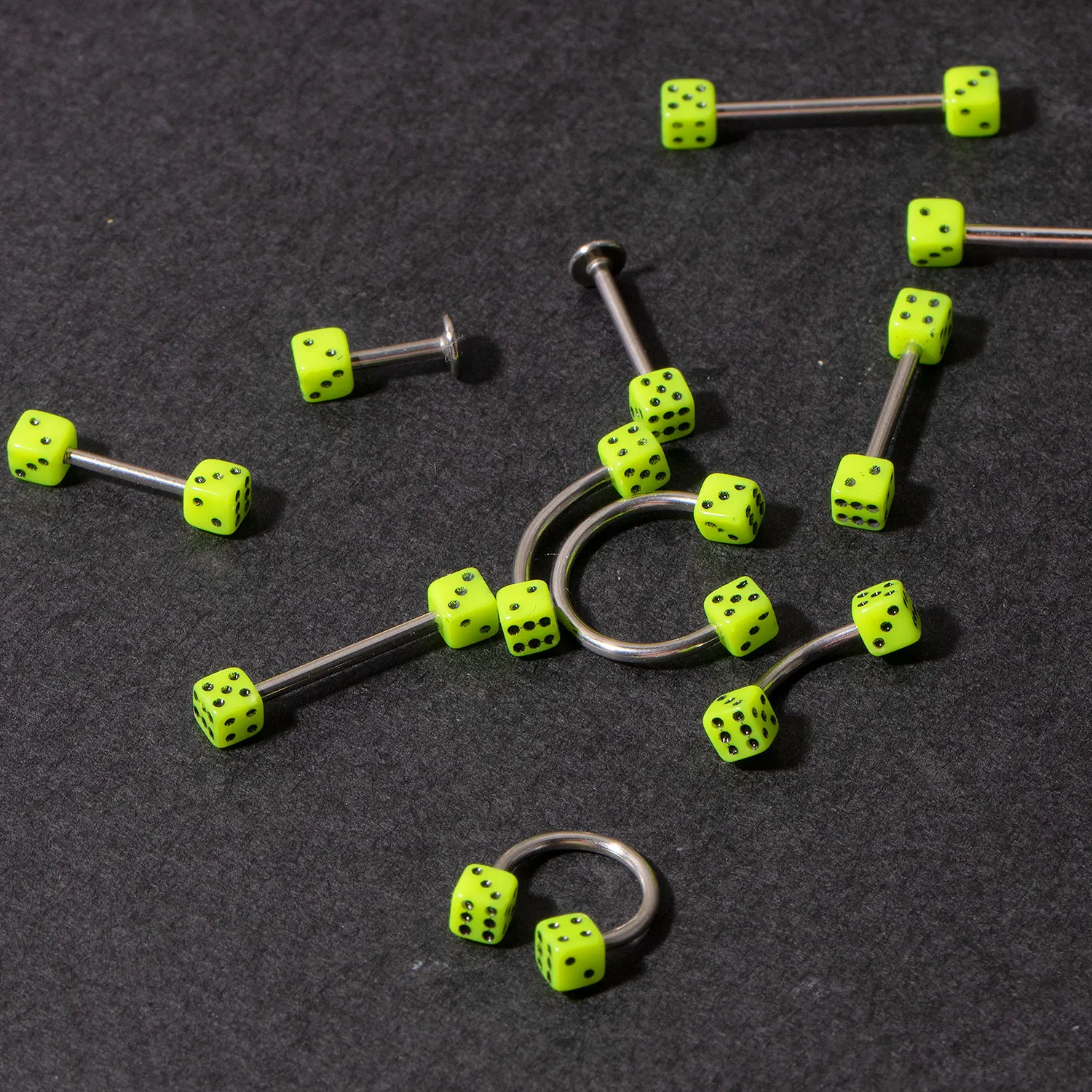 12pcs Colorful Acrylic Nose Rings Tongue Piercing Jewelry Dice Women Stainless Steel Eyebrow