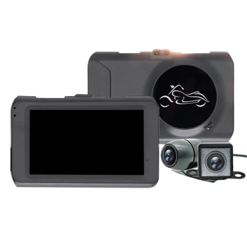 

Motorcycle Dash Cam, 720P 3.0 Inch Lcd Sn Waterproof 140 Degree Angle Dual Lens Video Recorder With Night-Vision