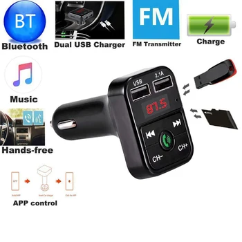 

Bluetooth 5.0 Car Kit Handsfree Wireless FM Transmitter Dual USB Charger LCD TF Card Car MP3 Player