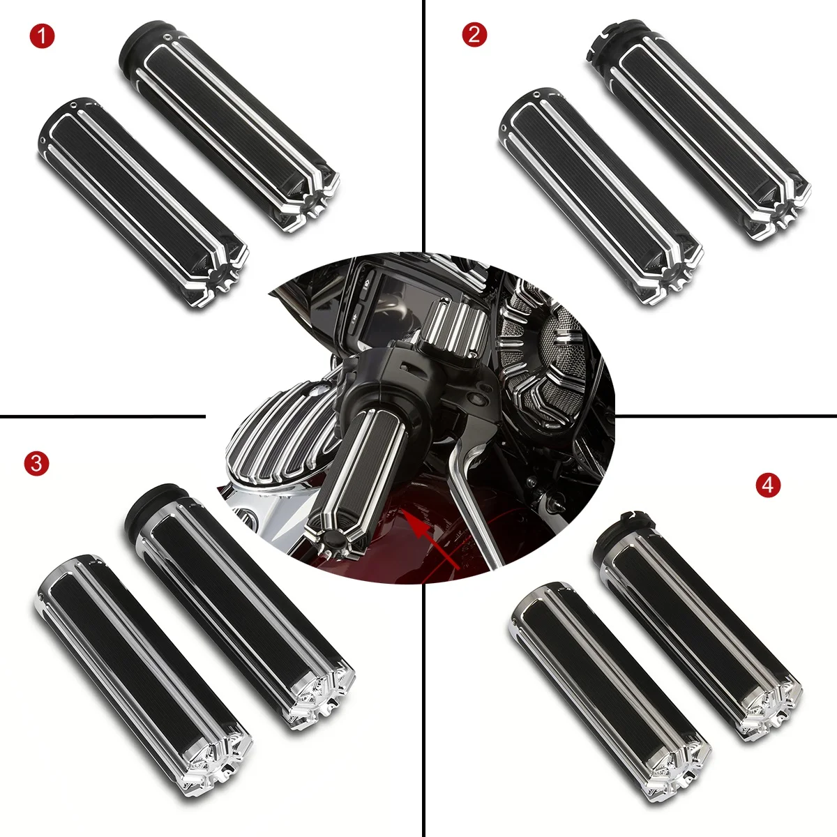 

Gauge 1" 25mm rubber Handlebar Hand Grips For Harley Touring Softail Sportster VRSC XL XR Dyna Fat Boy FLSTF