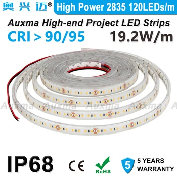 

High Power 2835 LED Strip,120LEDs/m,CRI95/90,IP68,19.2W/m,DC12V/DC24V,Silicone waterproof,Suitable for outdoor, underwater
