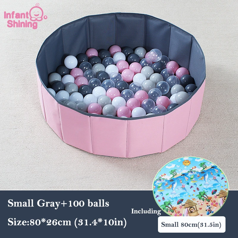  Infant Shining Ball Pits Folding Ball Pool Baby Dry Ball Pool Grey Pink Green Round Ball Pool Toys 