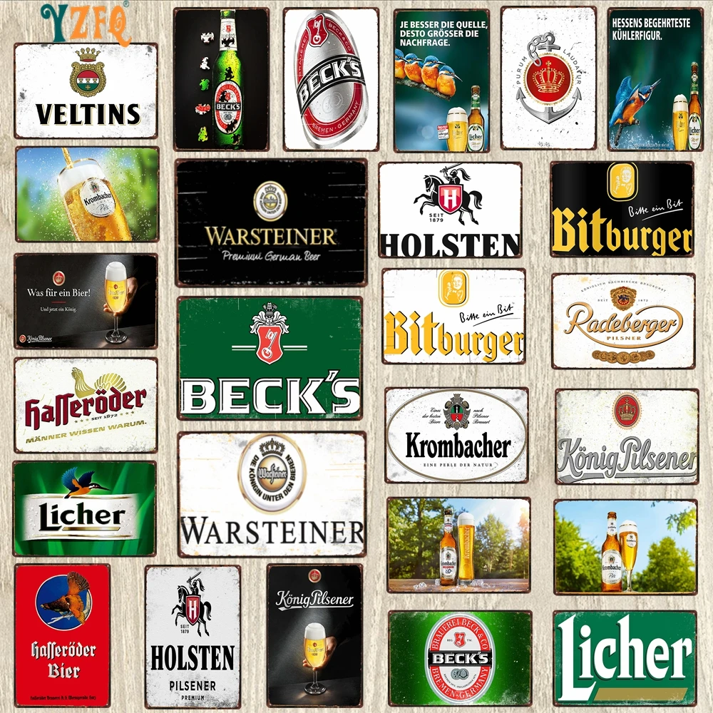 

【YZFQ 】German Beer Plaque Metal Tin Sign Retro Poster Wall Home Art Bar Vintage Restaurant Decor30X20CM DU-9910A