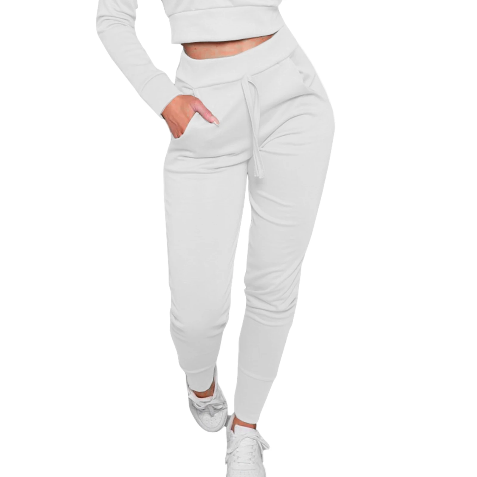 Women Jogger Pants Casual Solid Color 