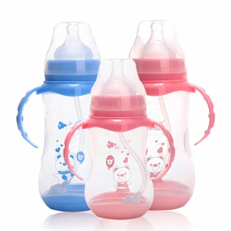 Cup-Cover Feeding-Bottle Milk Bpa-Free Anti-Colic Water-Bottle-Handle Natural-Pp Wide-Mouth