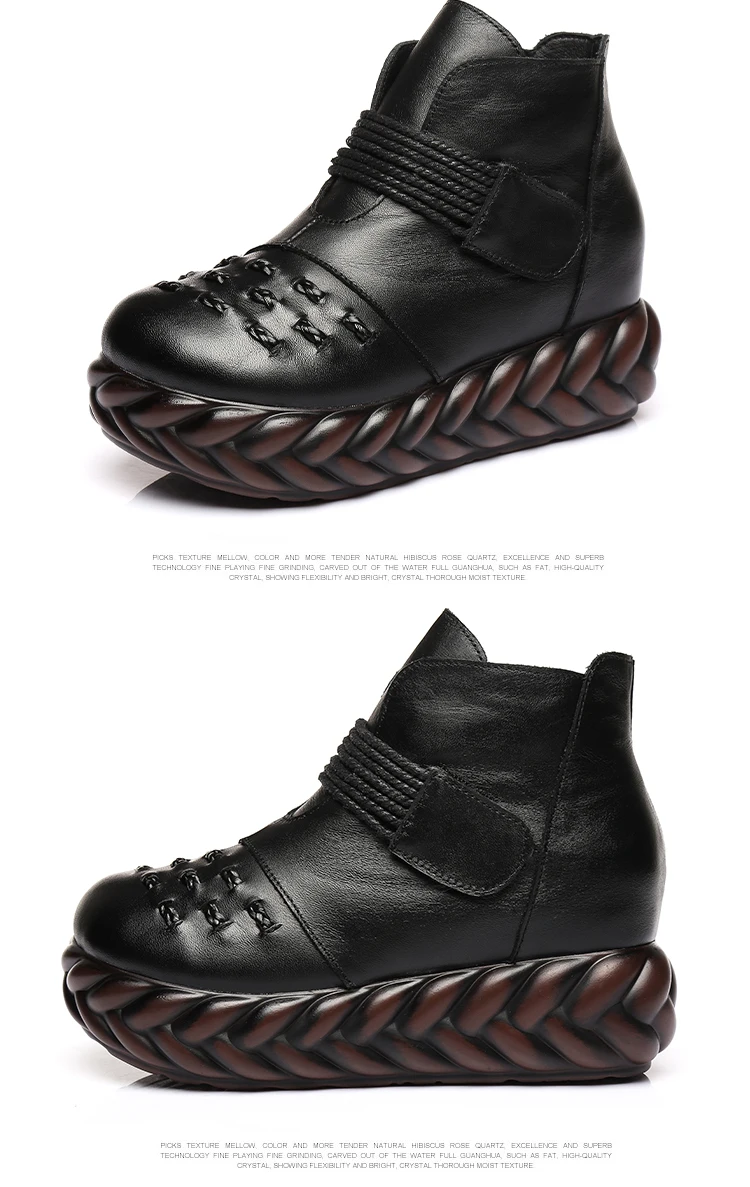 Gykaeo г., зимние теплые ботинки на платформе женские ботильоны из натуральной кожи ручной работы женская обувь Мягкая женская обувь на танкетке в стиле ретро