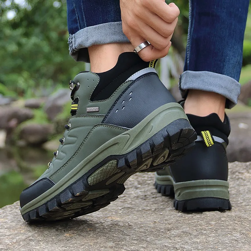 Winter Snow Boots Men Boots Men's Winter Snow Boots Warm Plush Outdoor Non-slip Hiking Waterproof Ankle Walking Size 47