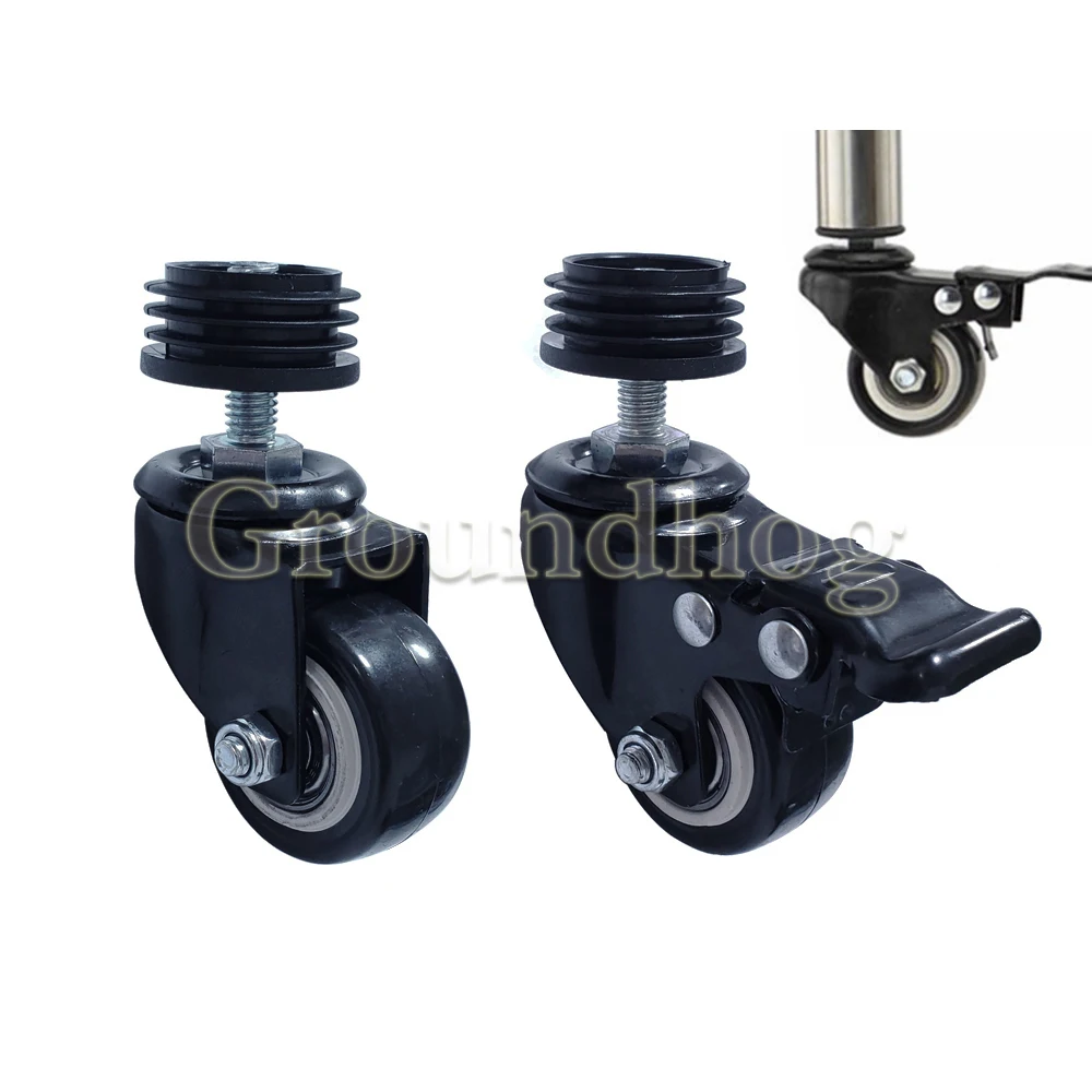 Heavy Duty Rodas Giratórias Caster Haste Roscada m8 Rodízios com Freio Tubo Redondo Aplicável Móveis Carrinho Pcs 15