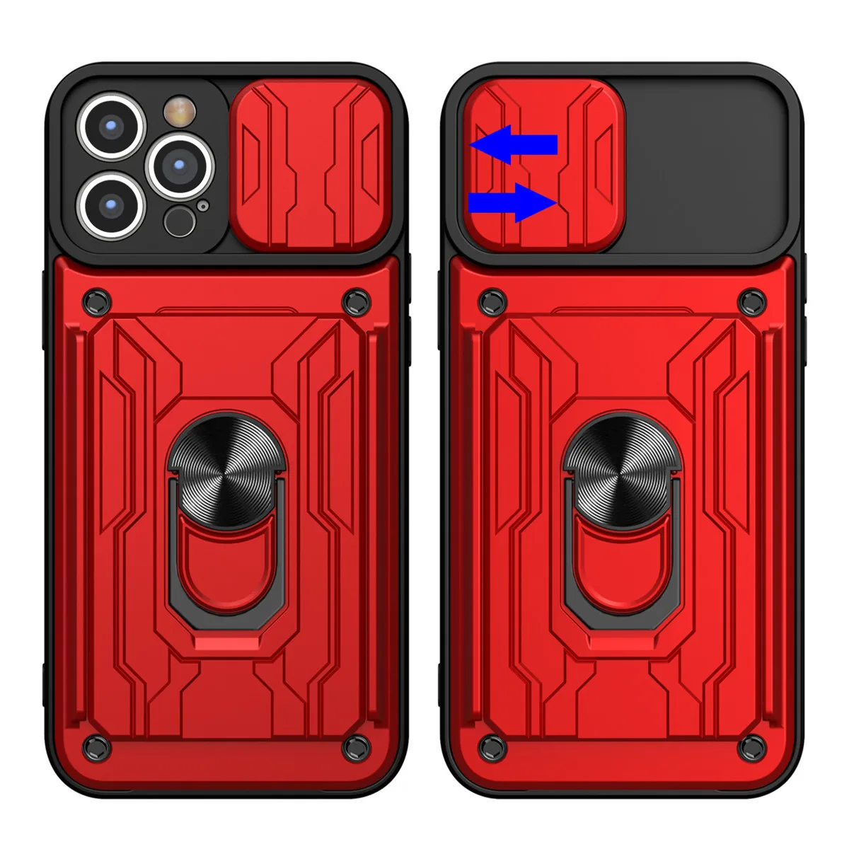 Sleek Lens Protective Case with Hidden Slide Card Slot and Magnetic Ring