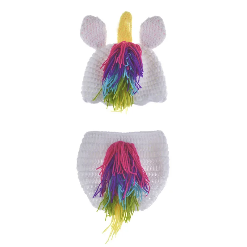 2020 Newborn Photography Props Baby Rainbow Unicorn Hat Wrap Clothes Set Girls Newborn DIY Photo Shoot Clothing Props (2)