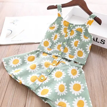 

2020 Summer Girls sets print Sunflower vest and skirts Children's Clothing Wholesale