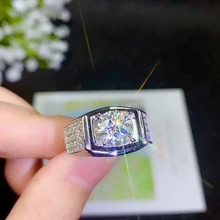 BOEYCJR 925 серебро 1ct/2ct F цвет Moissanite VVS обручальное свадебное кольцо с бриллиантом для мужчин с национальным сертификатом