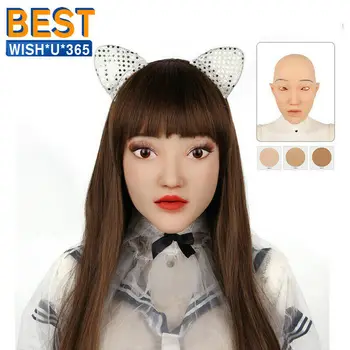 

Silicone Realistic Female Head Mask Handmade Face For Crossdresser Transgender Drag Queen Halloween Cosplay